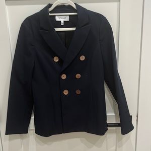 Derek Lam 10 Crosby navy double breasted stretch blazer
